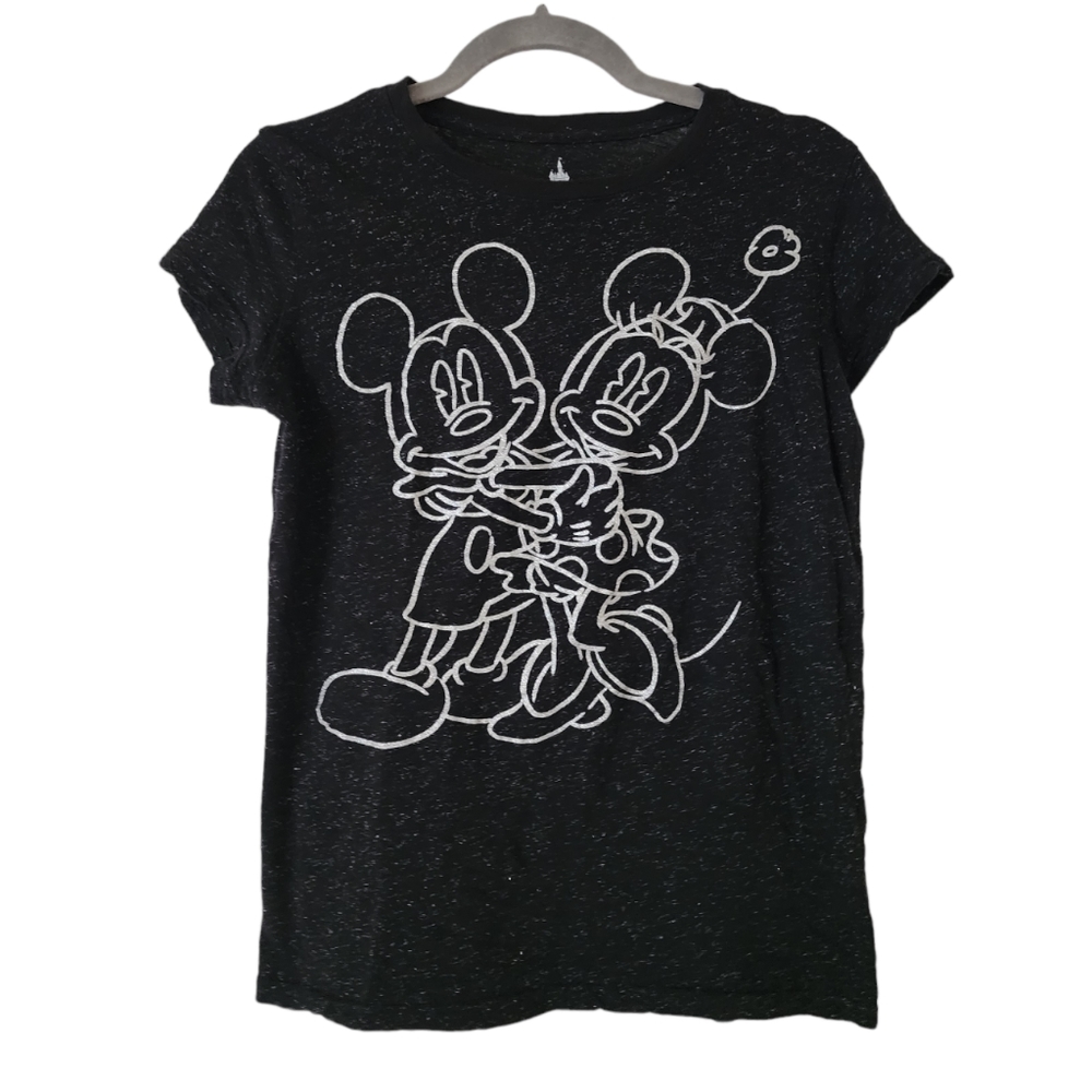 Women's Disney Parks glitter Mickey and Minnie shirt size L